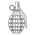 Hand grenade, bomb explosion icon, outline style Royalty Free Stock Photo