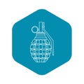 Hand grenade, bomb explosion icon, outline style Royalty Free Stock Photo