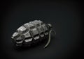 Hand Grenade with copy space on dark background 3d illustration Royalty Free Stock Photo