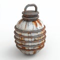 A hand grenade depicted on a white background, created using 3D rendering. Royalty Free Stock Photo