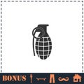 Hand grenade icon flat Royalty Free Stock Photo