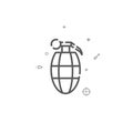 Hand grenade simple vector line icon. Symbol, pictogram, sign. Light background. Editable stroke