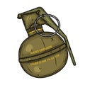 Hand grenade. Vector illustration isolated on white background. Royalty Free Stock Photo