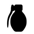 Hand grenade vector silhouette illustration isolated on white background. Bomb shape symbol. Royalty Free Stock Photo