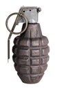 Hand Grenade Weapon of War, Isolated on White Royalty Free Stock Photo