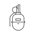 hand grenade weapon war line icon vector illustration