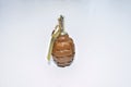 The hand grenade on a white background close-up Royalty Free Stock Photo