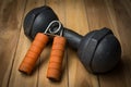 Hand Gripper and dumbbell Royalty Free Stock Photo