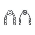 Hand gripper line and glyph icon, equipment and training, expander sign, vector graphics, a linear pattern on a white Royalty Free Stock Photo