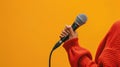 The hand holding microphone.AI generated image Royalty Free Stock Photo