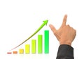 Hand and growing bussiness graph Royalty Free Stock Photo