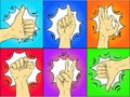 Hand guestures pop art comic style vector illustration