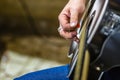 Hand of guitarist playing guitar Royalty Free Stock Photo