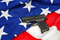 Hand Gun on American Flag Royalty Free Stock Photo
