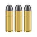 Hand gun ammo, brass case, uncovered lead bullet. Royalty Free Stock Photo