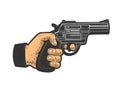 hand with gun pistol sketch vector illustration Royalty Free Stock Photo