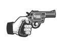 hand with gun pistol sketch vector illustration Royalty Free Stock Photo