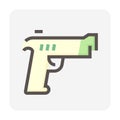 Hand gun or pistol vector icon. 48x48 pixel perfect and editable line stroke Royalty Free Stock Photo