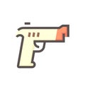 Hand gun or pistol vector icon. 48x48 pixel perfect and editable line stroke Royalty Free Stock Photo