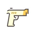 Hand gun or pistol vector icon. 48x48 pixel perfect and editable line stroke Royalty Free Stock Photo