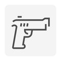 Hand gun or pistol vector icon. 48x48 pixel perfect and editable line stroke Royalty Free Stock Photo