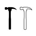 Hand hammer black and line silhouette. Royalty Free Stock Photo