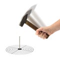 Hand with hammer and nail in target Royalty Free Stock Photo