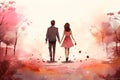 Hand in hand Walk Valentine Day background