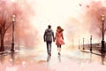 Hand in hand Walk Valentine Day background