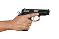 A hand with handgun single resting right hand