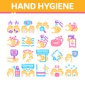 Hand Healthy Hygiene Collection Icons Set Vector