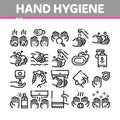 Hand Healthy Hygiene Collection Icons Set Vector