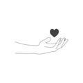 Hand with heart. Fashion illustration. Self care. Skin care