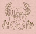 Hand with heart human rights drawns