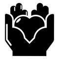 Hand heart icon, simple black style Royalty Free Stock Photo