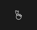 Hand and heart linear logo. Love romantic hand gesture one line logo. Vector illustration.