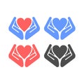 Hand and heart logo vector illustration can use for health company or friendship icon