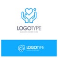 Hand, Heart, Love, Motivation Blue outLine Logo with place for tagline