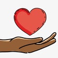 Hand with heart to celebrate freedom juneteenth