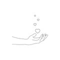 Hand with hearts. Fashion illustration. Self care. Skin care