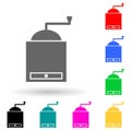 hand-held coffee grinder multi color style icon. Simple glyph, flat vector of kitchen tools icons for ui and ux, website or mobile Royalty Free Stock Photo