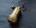 Hand-held coffee grinder on the table. Royalty Free Stock Photo
