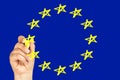 Hand Highlighter Drawing Flag European Union Royalty Free Stock Photo