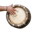 Hand hitting Indian drum Royalty Free Stock Photo
