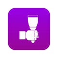 Hand hjlding paint brush icon digital purple