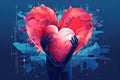hand hold abstract heart AI generated Royalty Free Stock Photo