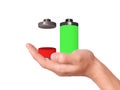 Hand hold battery icon with colorful charge level