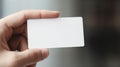 Hand hold blank plain white business card design mockup. Clear calling cards mock up template holding arm. Generative AI Royalty Free Stock Photo