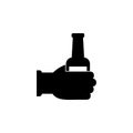 Hand hold Bottle Beer Flat Vector Icon Royalty Free Stock Photo