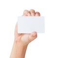 Hand hold card isolated clipping path inside